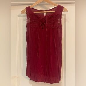 ⭐️No Boundaries Deep Red Lace Detail Blouse